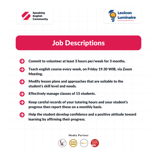 Galeri aktivitas Lexicon Luminaire: Volunteer Online English Tutor ke-3