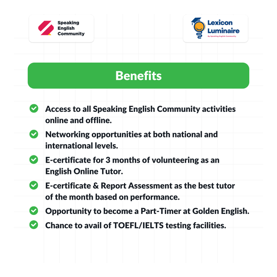 Galeri aktivitas Lexicon Luminaire: Volunteer Online English Tutor ke-7