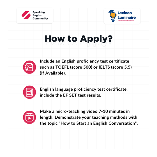 Galeri aktivitas Lexicon Luminaire: Volunteer Online English Tutor ke-8