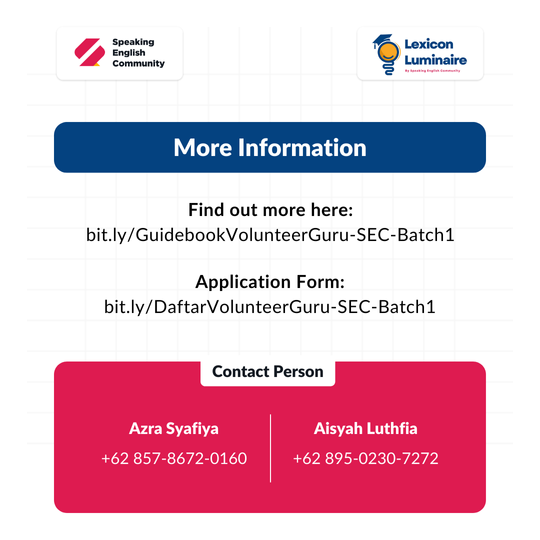 Galeri aktivitas Lexicon Luminaire: Volunteer Online English Tutor ke-9