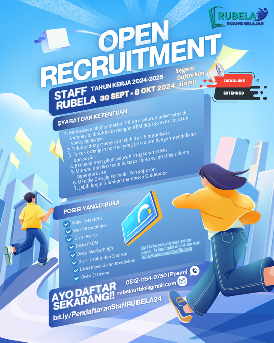 Open Recruitment Staff RUBELA UTBK Indonesia