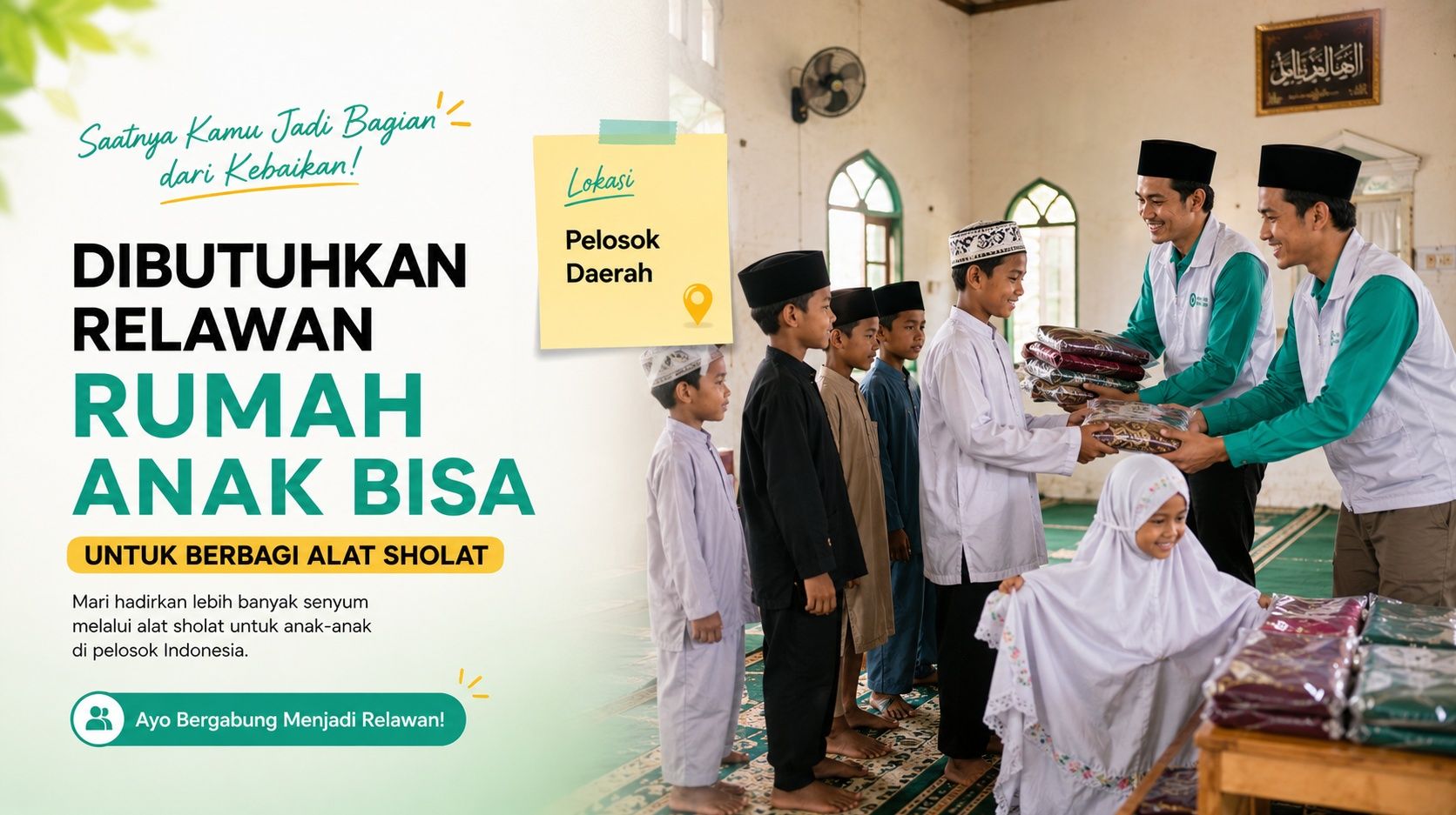 Yuk Jadi Relawan Penyaluran Alat Shalat 