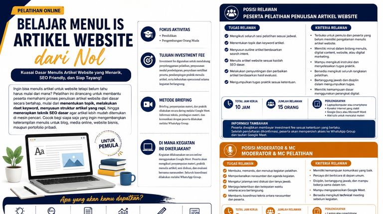 Workshop Belajar Menulis Artikel Website dari Nol