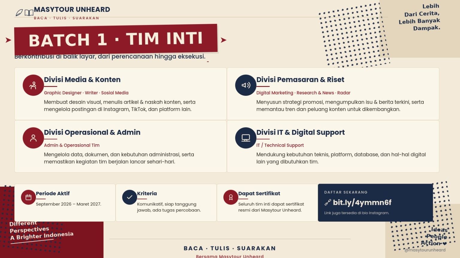 Open Recruitment Tim Inti Masytour Unheard