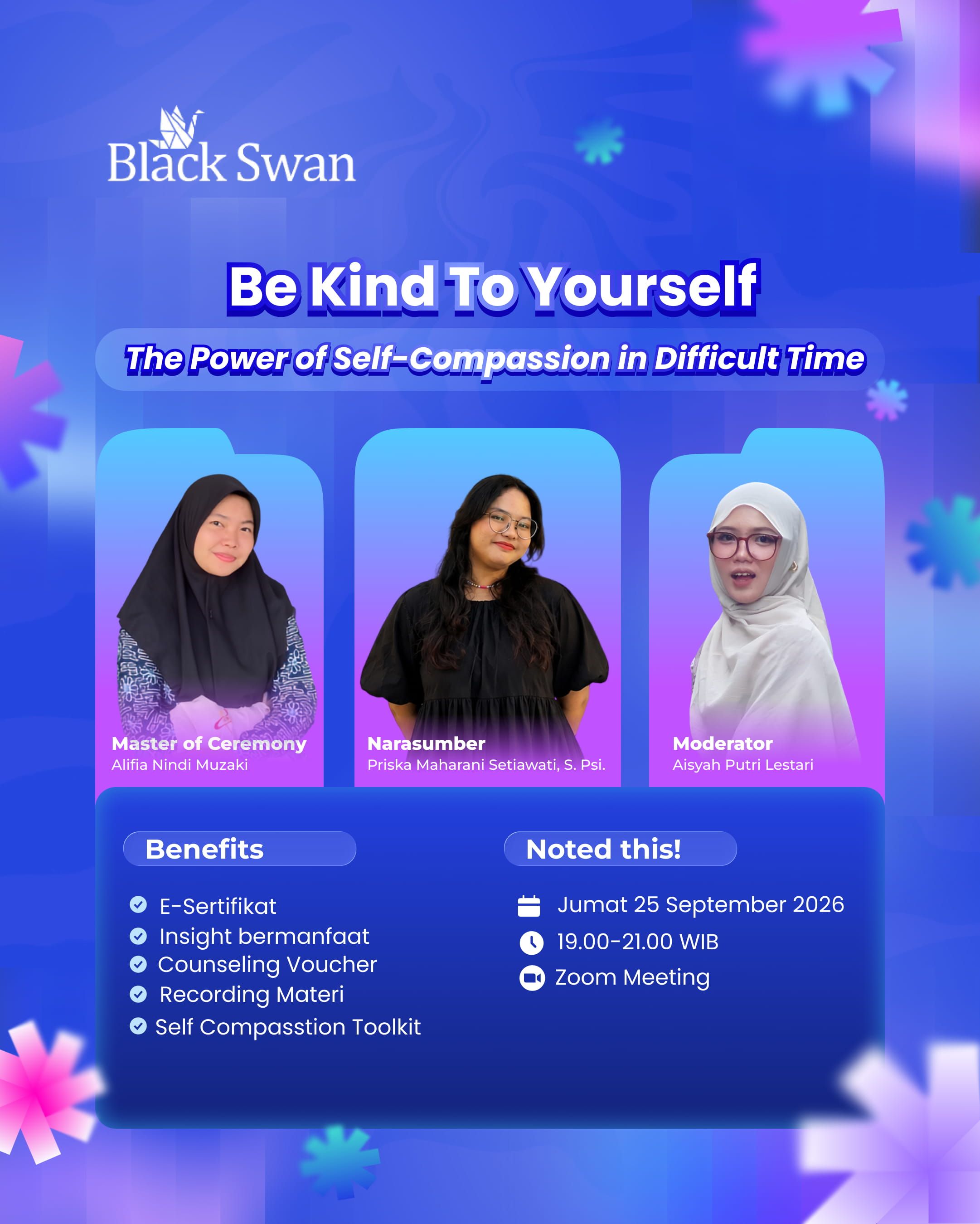 Galeri aktivitas Webinar Be Kind to Yourself ke-2
