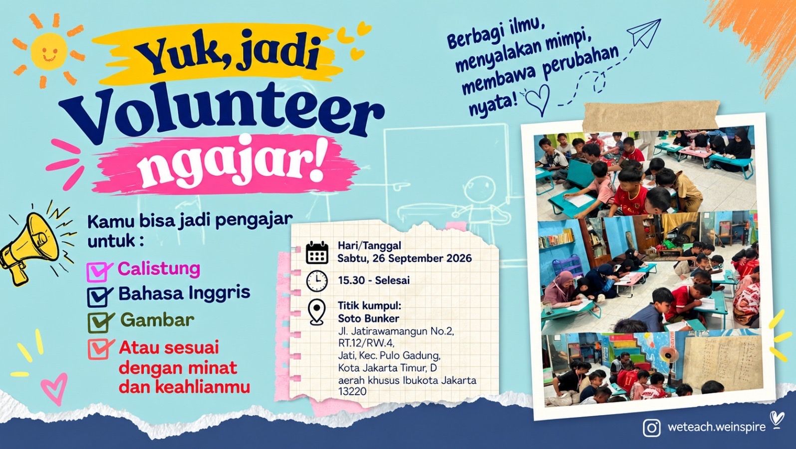 Mengajar Sanggar Sahabat Anak - Rawamangun