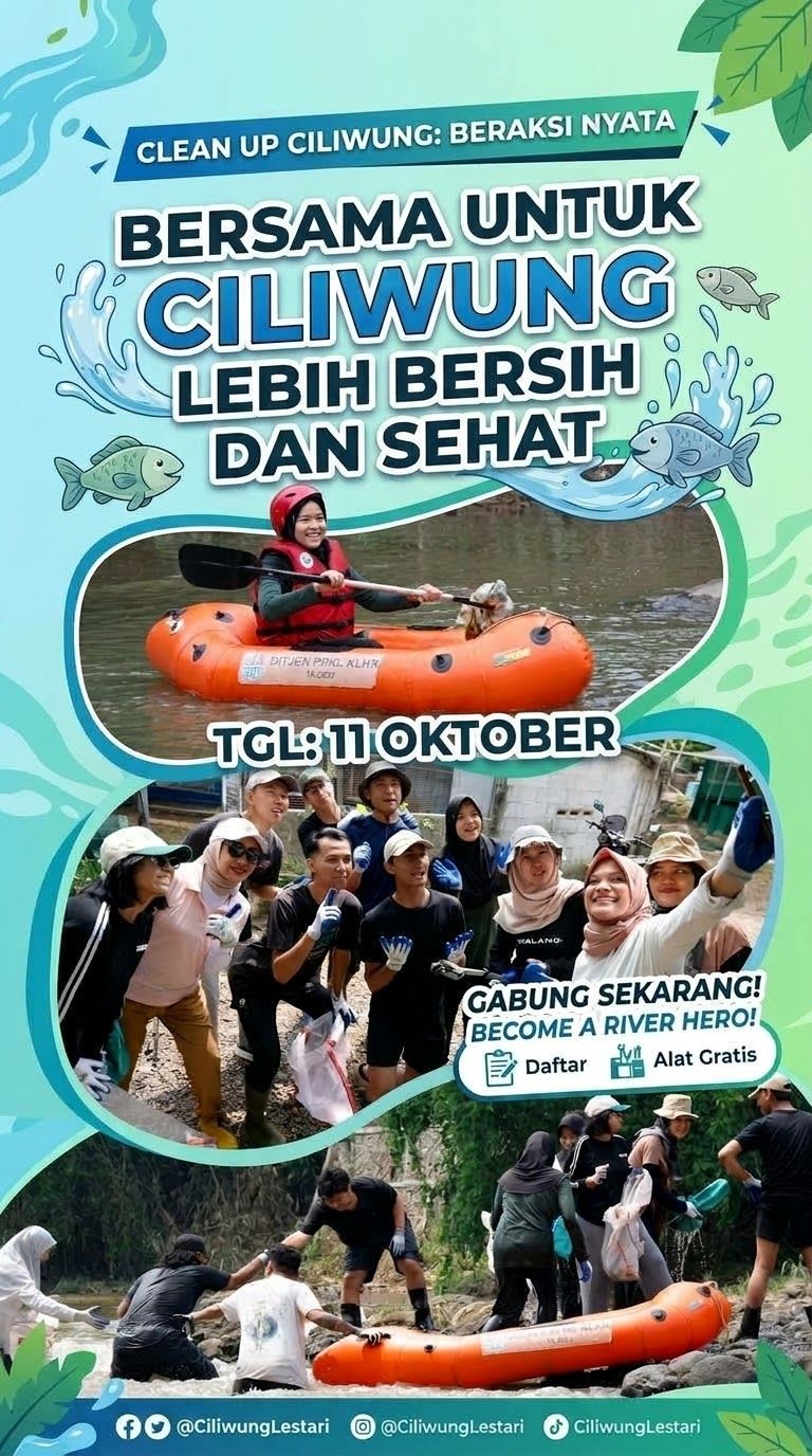 Galeri aktivitas Clean up di sungai Ciliwung ke-2