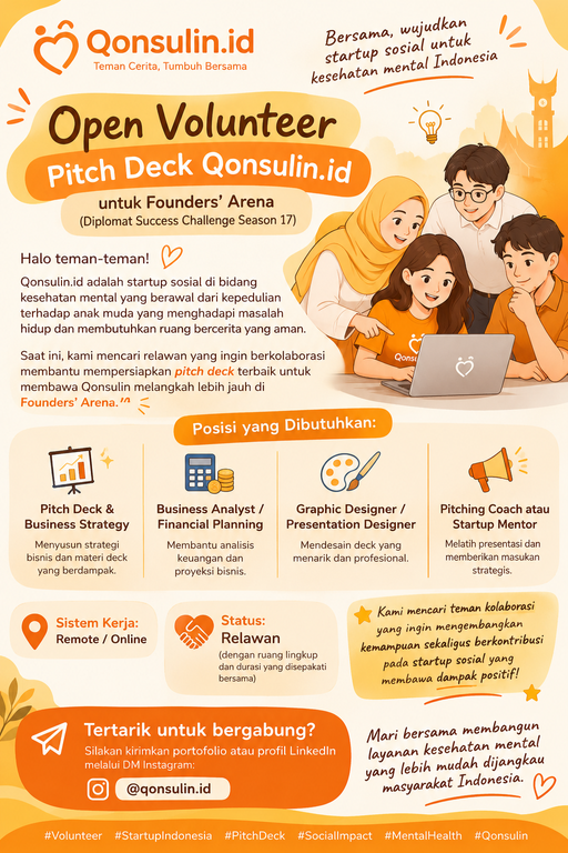 Galeri aktivitas OPEN VOLUNTEER β PITCH DECK QONSULIN.ID ke-2